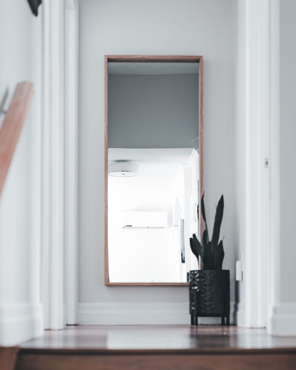 Leaning Oak Mirror