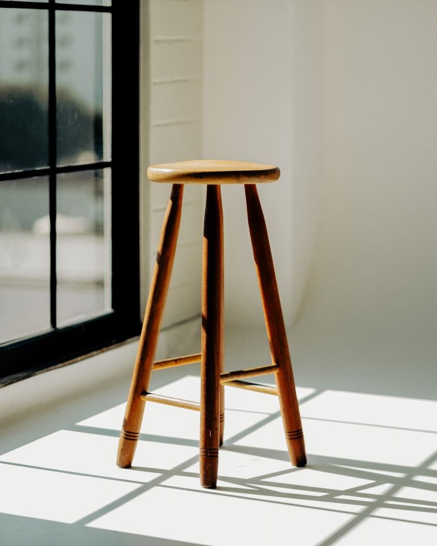 Round Oak Stool